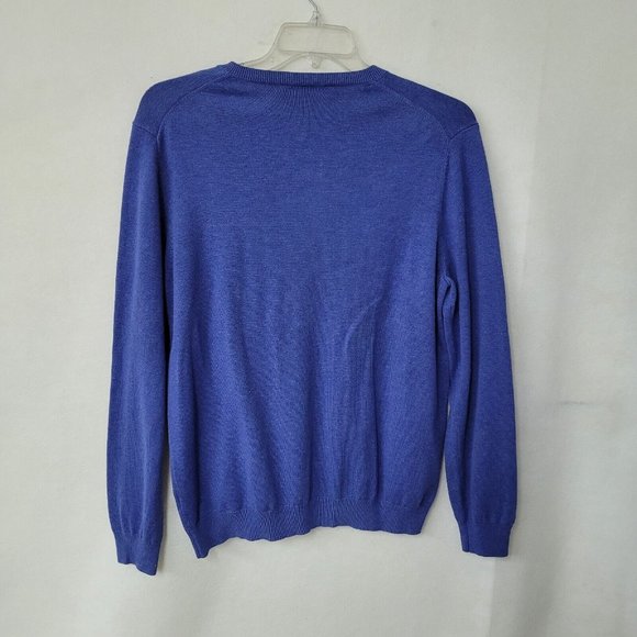 J McLaughlin‎ Sweater Mens L Classic Preppy Golf V-Neck Teacher Long Sleeve Blue - Picture 7 of 10